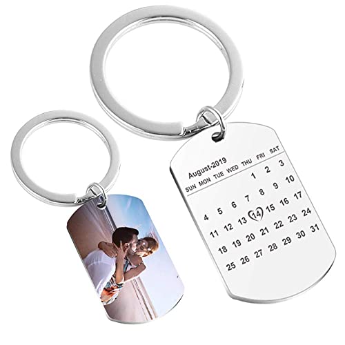 Farfume Benutzerdefinierte Kalender Schlüsselanhänger mit Bild, graviert Foto Datum Edelstahl Schlüsselanhänger von Farfume