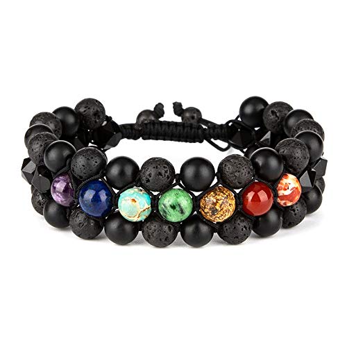 Farfume Chakra Armband Echte Steine, Echte Steine-Edelsteine Armband fur Damen (Chakra-geflochtenes Perlenarmband) von Farfume