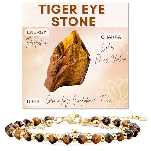 Farfume Tigerauge Kristall Armband Perlenarmband für Damen 4mm Naturstein Perlen Edelstein Handgefertigter Schmuck Geschenk von Farfume