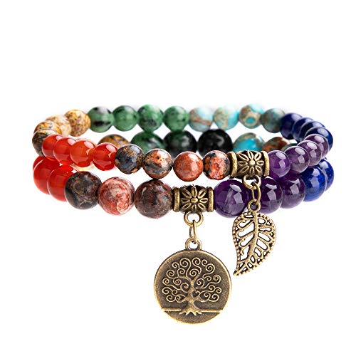 Farfume Chakra Armband Echte Steine, Edelsteine Armbänder fur Damen (Chakren und Baum des Lebens) von Farfume