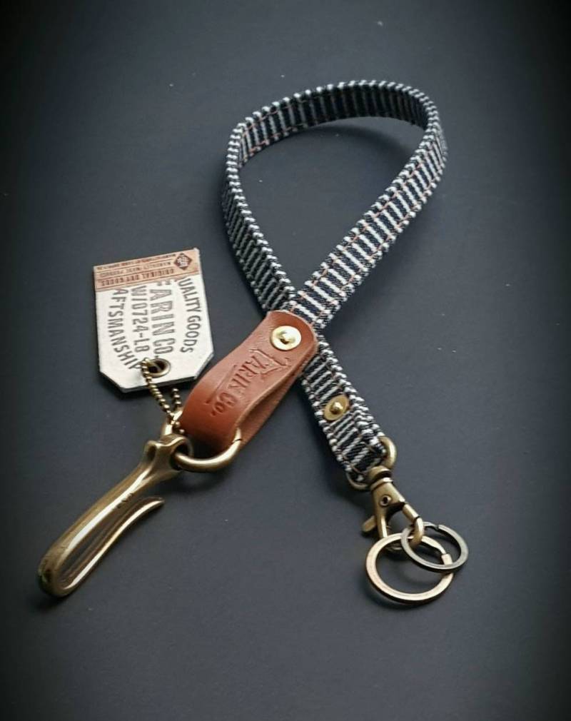 streifen Denim, Portemonnaie Kette, Schlüsselanhänger, Biker Herren Accessoires, Biker, Angelhaken Lanyard, Cafe Racer streifen Denim, Portemonnaie Kette, Schlüsselanhänger, Biker Herren Accessoires, Biker, Angelhaken Lanyard, Cafe Racer von FarinSupply