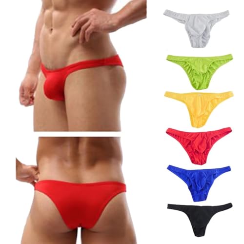 Faringoto 6 Stück/1 Packung Bikini Herren Tangas Unterwäsche Sexy Herren Satin Unterwäsche Mode T-Hosen Strand Unterhosen, 6 Farben, Small Faringoto 6 Stück/1 Packung Bikini Herren Tangas Unterwäsche Sexy Herren Satin Unterwäsche Mode T-Hosen Strand Unterhosen, 6 Farben, Small von Faringoto