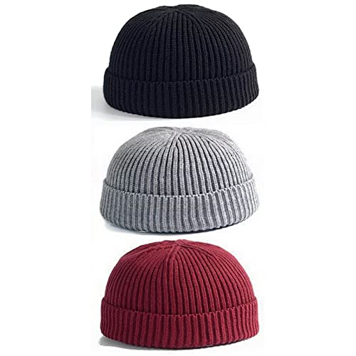 Faringoto Beanie Mütze Winter Outdoor Sport Geschenke Strumpffüller für Männer Frauen, Schwarz + Hellgrau + Weinrot, Einheitsgröße von Faringoto