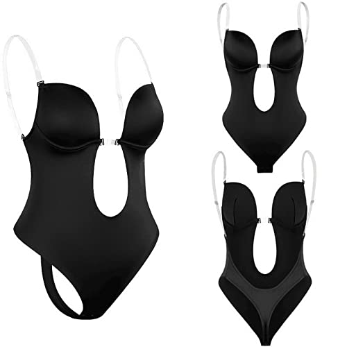 Faringoto Damen Body Shaper mit tiefem V-Ausschnitt, rückenfrei, Shapewear rückenfrei, Schwarz , 36 von Faringoto