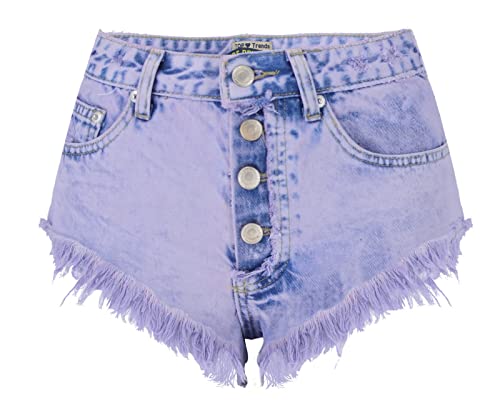 Faringoto Damen-Jeans-Shorts mit hoher Taille, Saum, 6699, XS von Faringoto