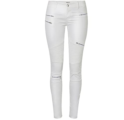 Faringoto Damen Pu Slim Pants Kunstleder Stretch Skinny Jeans Bleistifthosen Bikerhose, 300, XL von Faringoto