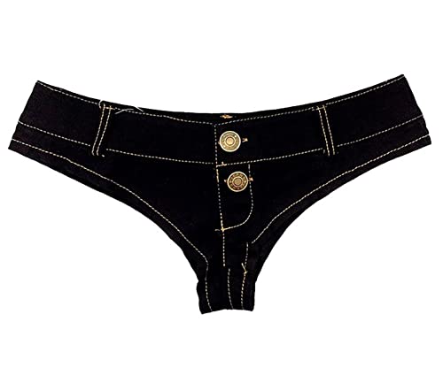 Faringoto Damen Sexy Low Waist Stretch Mini Denim Shorts Hot Pants Clubwear, 615, Schwarz, M von Faringoto