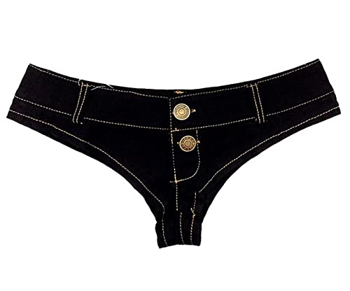 Faringoto Damen Sexy Low Waist Stretch Mini Denim Shorts Hot Pants Clubwear, 615 - Schwarz, XL von Faringoto