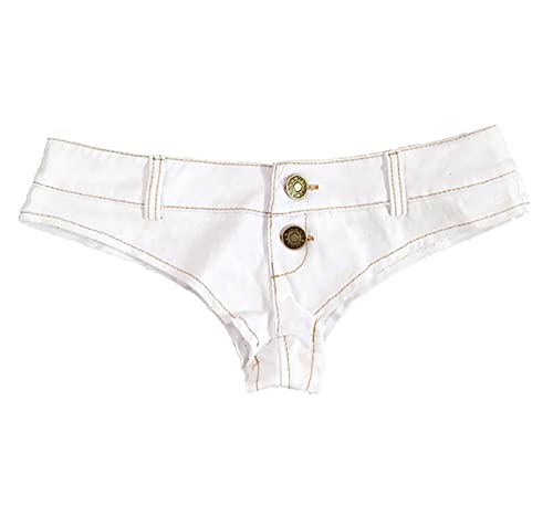Faringoto Damen-Shorts, sexy, niedrige Taille, Stretch, Mini-Denim-Shorts, Hotpants Clubwear, 615-weiß, XX-Large von Faringoto