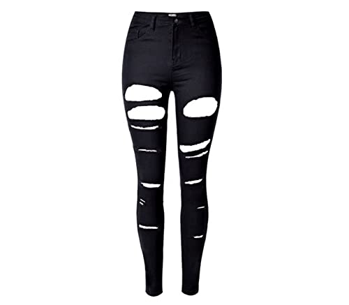 Faringoto Damen Statement High Waist Stretch Ripped Jeans Slim Leggings, 6621, L von Faringoto