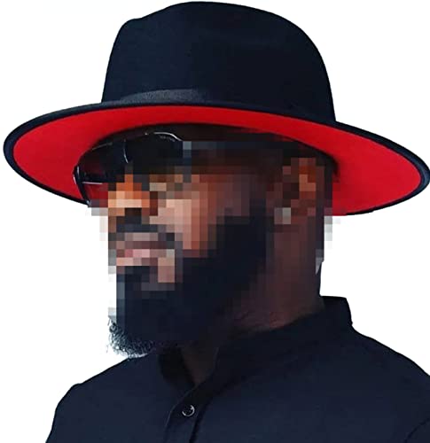 Faringoto Fedora Hut Damen Wollfilz Vintage Kirche Damen Hut Unisex breite Krempe, schwarz / rot, 56 Faringoto Fedora Hut Damen Wollfilz Vintage Kirche Damen Hut Unisex breite Krempe, schwarz / rot, 56 von Faringoto
