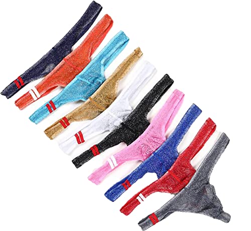Faringoto Gay Herren Höschen Mesh Gaze Pouch Niedrige Taille Tanga T Pants 10 Stück, Tangas in 10 Farben, L von Faringoto