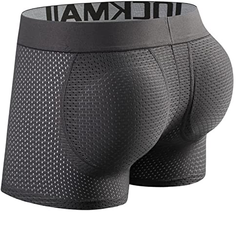 Faringoto Männer Gepolsterte Unterwäsche Mesh Kurze Buttoceks Lifter Vergrößern Hintern Push Up Pad Unterhose, grau, S von Faringoto