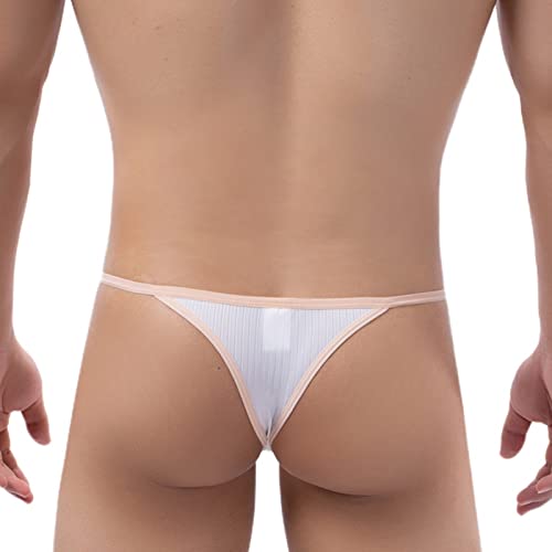 Faringoto Herren Abnehmbare Seite Tanga Slips Homosexuell Bikini Hose Männer Komfortable Sexy Slip U Unterhose, weiß, L von Faringoto