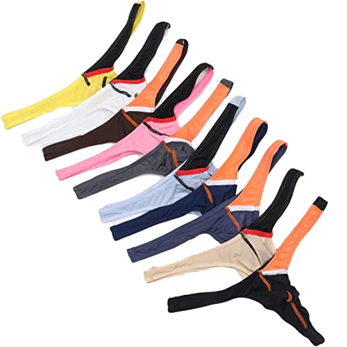 Faringoto Herren-Bikini, Eisseide, niedrige Taille, U-konvex, dünn, G-String, 10 Stück, 10 Stringtangas, L von Faringoto