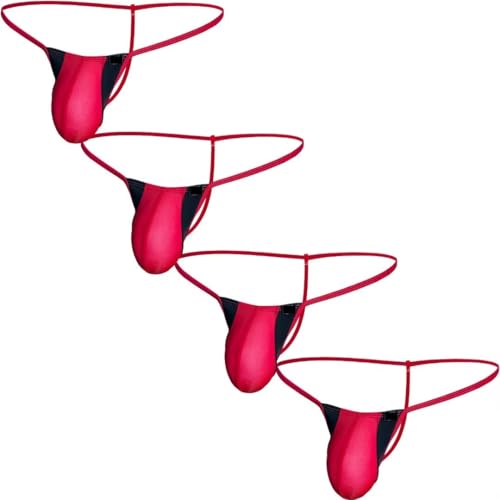 Faringoto Herren-Bikini aus Eisseide, Tanga, G-String, T-Rücken, Lift-Up-Unterwäsche, 4 Rot, X-Large von Faringoto
