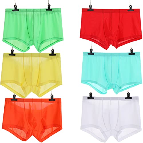 Faringoto Herren-Boxershorts, atmungsaktiv, Eisseide, Unterwäsche, Herren-Tanga, Weiß + Gelb + Rot + Hellblau + Grün + Orange, 46 von Faringoto
