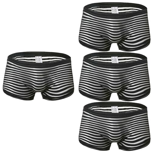 Faringoto Herren Boxershorts Höschen Mesh Sheer Streifen Unterwäsche Sexy Transparent Unterhose, 4black, X-Large Faringoto Herren Boxershorts Höschen Mesh Sheer Streifen Unterwäsche Sexy Transparent Unterhose, 4black, X-Large von Faringoto