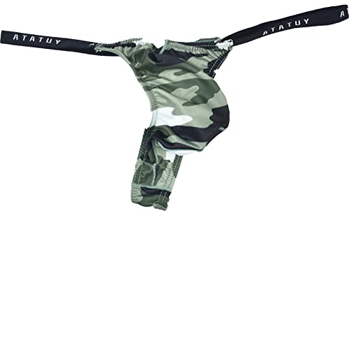 Faringoto Herren Camoufalge Tanga Unterwäsche Herren Slim G String Bikini, Grasgrün Camouflage, M von Faringoto