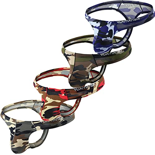 Faringoto Herren Camouflage Tanga Unterwäsche Eisseide Höschen, 4 Farben, XL von Faringoto