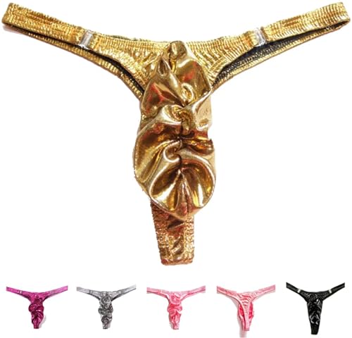 Faringoto Herren-Dessous, Gay-Jockstrap-Tanga, Tanga, glänzend, gerüscht, Tasche, Höschen, G-String-Tanga, 6 Stück, Einheitsgröße von Faringoto