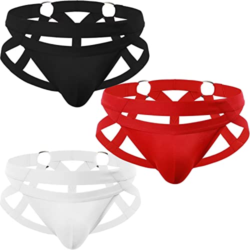 Faringoto Herren Doppel-Stahl-Ring-Tanga, einfarbig, Baumwolle, Unterwäsche, 3 Farben, L von Faringoto