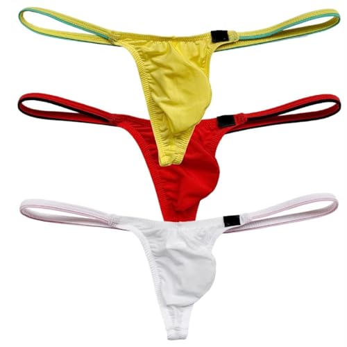 Faringoto Herren Eisseide Slip Low Waist Gürtel T String Single-Unterwäsche, Gelb+Rot+Weiß, M Faringoto Herren Eisseide Slip Low Waist Gürtel T String Single-Unterwäsche, Gelb+Rot+Weiß, M von Faringoto