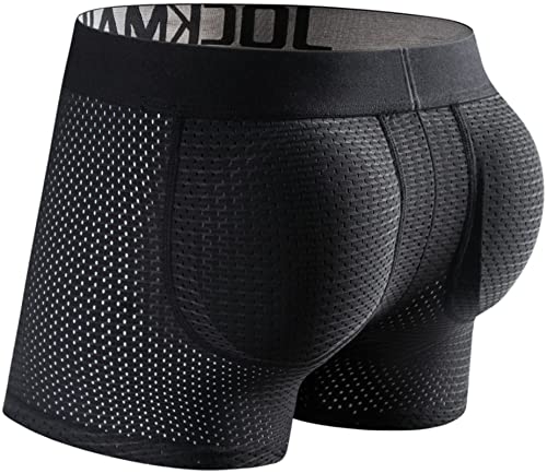 Faringoto Herren Gepolsterte Unterwäsche Mesh Boxer Buttoceks Lifter Enlarge Butt Push Up Pad Unterhose, Schwarz , M von Faringoto