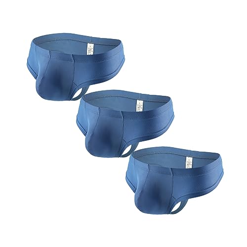 Faringoto Herren-Unterhose aus Eisseide, einfarbig, atmungsaktiv, G-Stringhose, 3 Blau, M von Faringoto