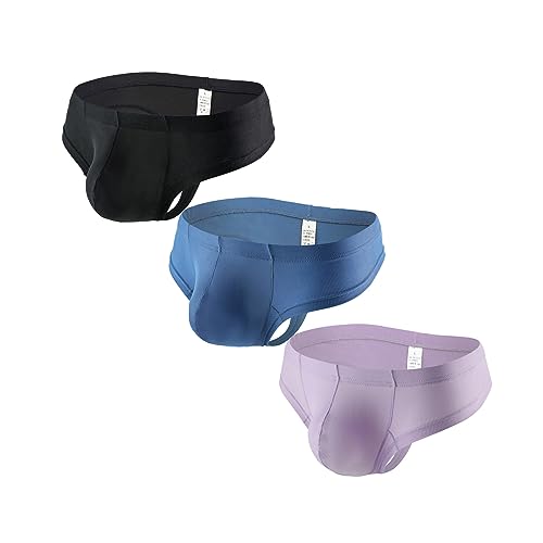 Faringoto Herren-Unterhose aus Eisseide, einfarbig, atmungsaktiv, G-Stringhose, Bla+blu+pur, XL von Faringoto