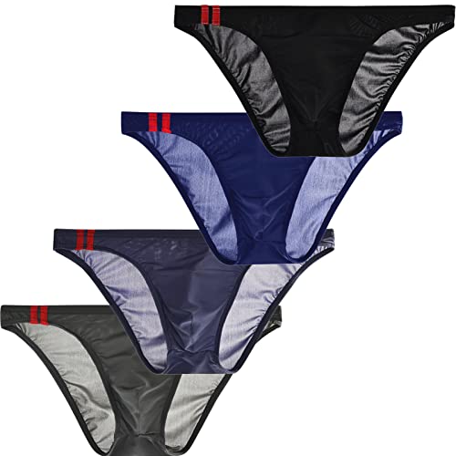 Faringoto Herren Ice Silk Transparent Panties Dünn Niedrige Taille U Konvex Slip, Schwarz, Dunkelgrau, Königsblau, Graublau, L von Faringoto