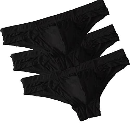 Faringoto Herren Ice Silk Transparent Panties Niedrige Taille Slip Atmungsaktiv, 3 Schwarz, M von Faringoto