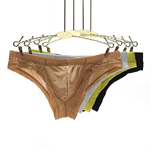 Faringoto Herren Ice Silk Transparent Panties Niedrige Taille Slip Atmungsaktiv, Hautfarben, Weiß, Gelb, Schwarz, M von Faringoto