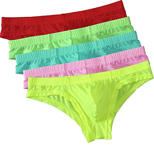 Faringoto Herren Ice Silk Transparent Panties Low Waist Slip Atmungsaktiv, Re+gre+l B+Yew Gre+Pk, XL von Faringoto