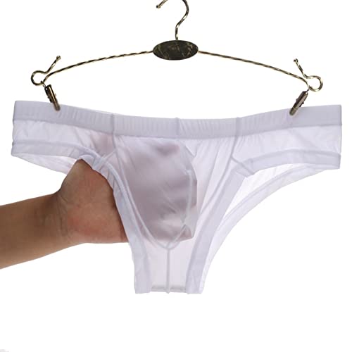 Faringoto Herren Ice Silk Transparent Panties Niedrige Taille Slip Atmungsaktiv, weiß, L von Faringoto