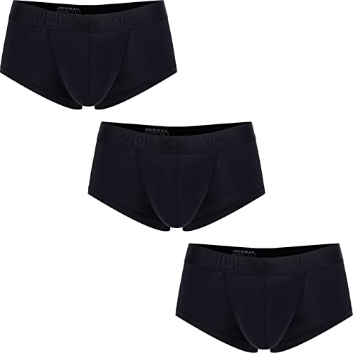 Faringoto Herren Kühlende Unterwäsche Eisseide Boxershorts Trunks mit Beutel, 3 Schwarz, L von Faringoto