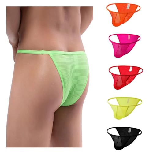Faringoto Herren Mesh G-Strings Slips Unterwäsche Niedrige Taille Sissy T-Rücken Tanga Dessous Unterhose Panties, 6 Farben, X-Large von Faringoto