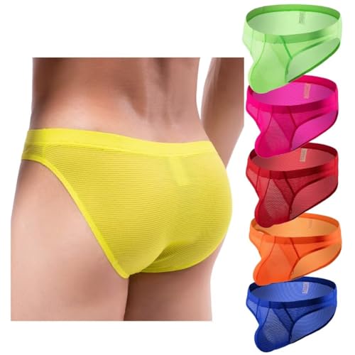 Faringoto Herren Mesh Slip Unterwäsche Low-Rise Bikini Atmungsaktive Tangas Pants, 6 Farben, X-Large von Faringoto