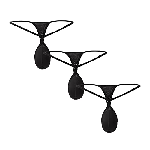 Faringoto Herren-Netz-Tanga, Mini-Bikini, Jockstrap-Dessous, niedrige Taille, G-String, Gay-Höschen, Herren-Unterwäsche mit T-Rücken, 3black, XL von Faringoto