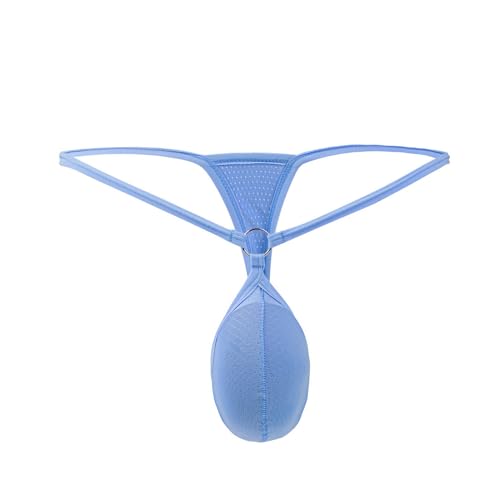 Faringoto Herren-Netz-Tanga, Mini-Bikini, Jockstrap-Dessous, niedrige Taille, G-String, Gay-Höschen, Herren-Unterwäsche mit T-Rücken, blau, M von Faringoto