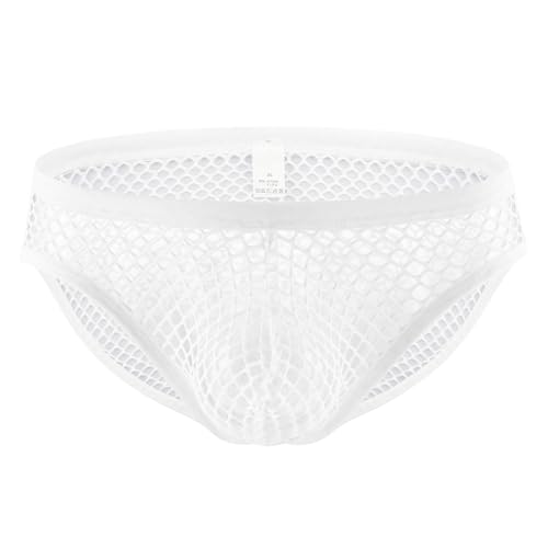 Faringoto Herren-Netz-Unterwäsche, durchsichtig, Fischnetz-Slip, Bikini, durchsichtige Bademode, Weiss/opulenter Garten, Medium von Faringoto