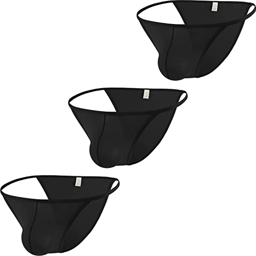 Faringoto Herren Nylon Unterwäsche Dünn Atmungsaktiv Eisseide U Konvex Dreieck, 3 Schwarz, XL von Faringoto