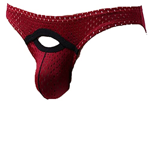 Faringoto Herren Nylon Unterwäsche Dünn Atmungsaktiv Eisseide U Konvex Dreieck, rot, M von Faringoto