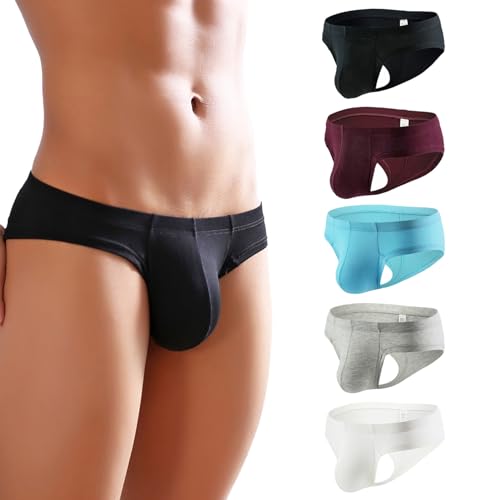 Faringoto Sexy Herren-Slips, atmungsaktiv, U-förmig, konvexe Tasche, Unterwäsche, niedrige Taille, Unterhosen (3er-Pack/5er-Pack), 5 Farben, Large von Faringoto