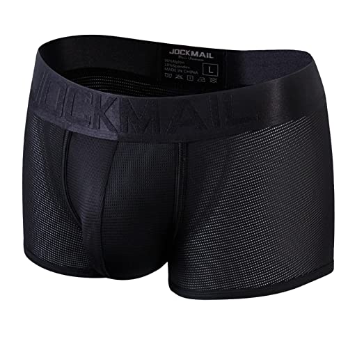 Faringoto Herren Sexy Unterwäsche Boxershorts Eisseide Atmungsaktiv Mesh Schnell Trocknend Sport Shorts, Schwarz , L von Faringoto