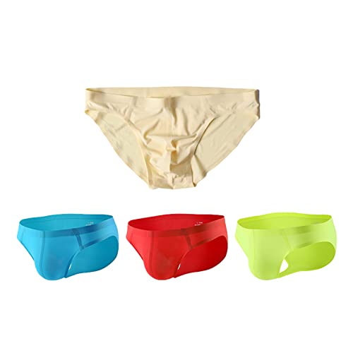 Faringoto Herren Sexy Unterwäsche Eisseide Tanga Niedrige Taille Nahtlos Atmungsaktiv Bikini Slip, 4er-Pack, M Faringoto Herren Sexy Unterwäsche Eisseide Tanga Niedrige Taille Nahtlos Atmungsaktiv Bikini Slip, 4er-Pack, M von Faringoto