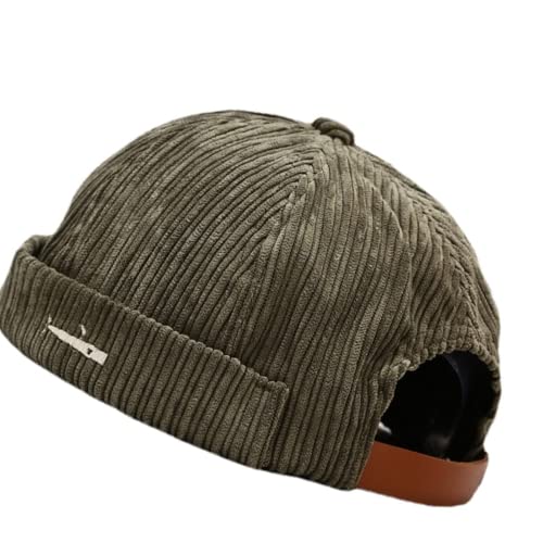 Faringoto Herren Skullies & Beanies Docker Hat Herren Trawler Fisherman Beanie Brimless Cap Rolled Cuff Retro Sailor Cap, Army Grün, Einheitsgröße von Faringoto