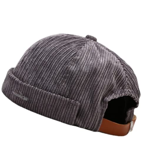 Faringoto Herren Skullies & Beanies Docker Hat Herren Trawler Fisherman Beanie Brimless Cap Rolled Cuff Retro Sailor Cap, grau, Einheitsgröße von Faringoto