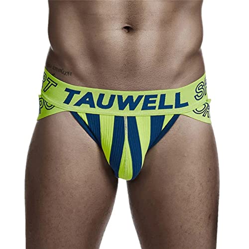 Faringoto Herren Slip Sexy Fashion Streifen Jockstrap Unterwäsche Gay Low Rise Bikini, grün, L von Faringoto