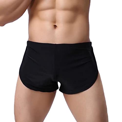 Faringoto Herren Split Side Boxershorts Unterwäsche Atmungsaktiv Gay Unterhose, Schwarz , XL von Faringoto